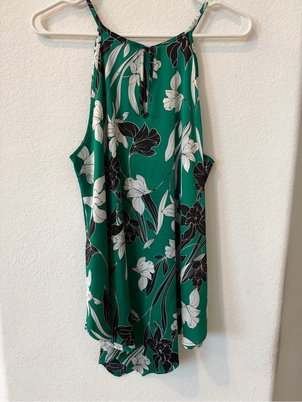 Worthington Green and Black Floral Halter Top